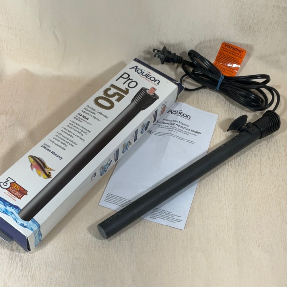 Aqueon Pro 150 Watt Aquarium Heater - Black- Fully Submersible